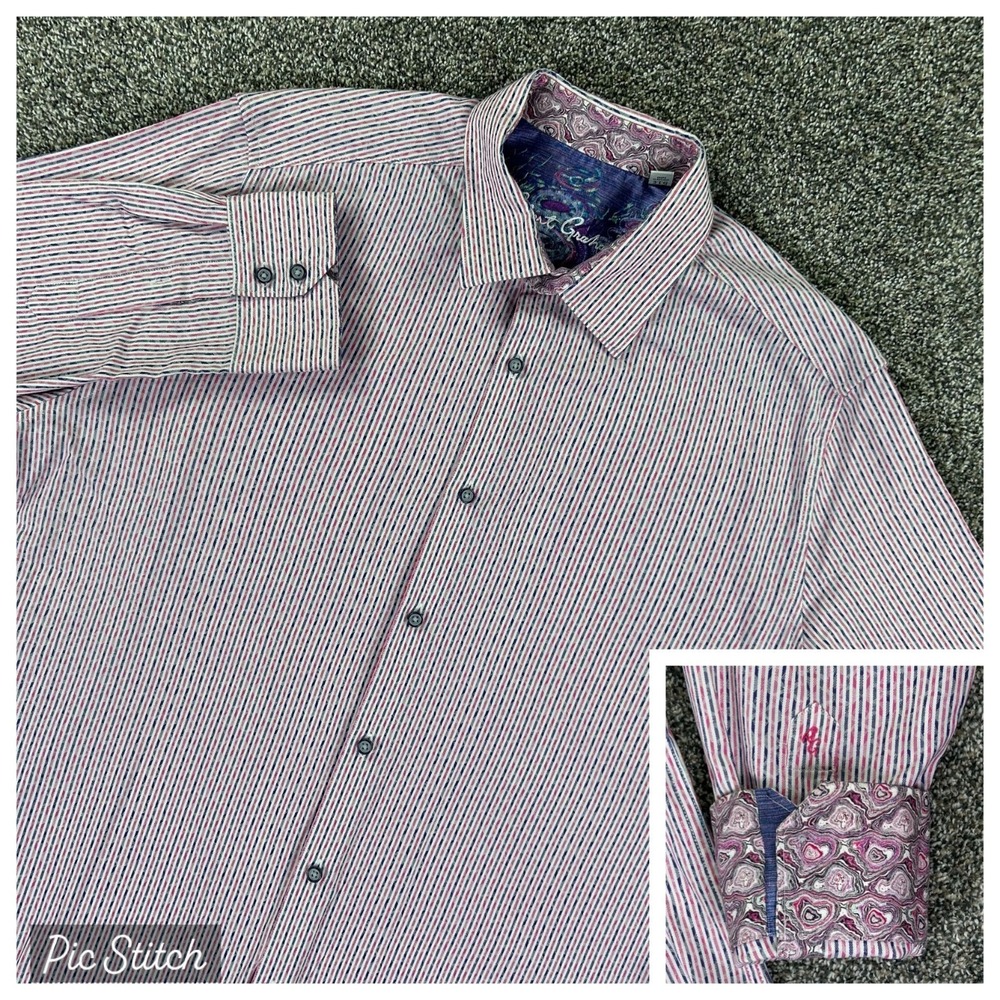 Robert Graham Classic Fit‎ Mens 2XL Long Sleeve Striped Button Up Shirt XXL